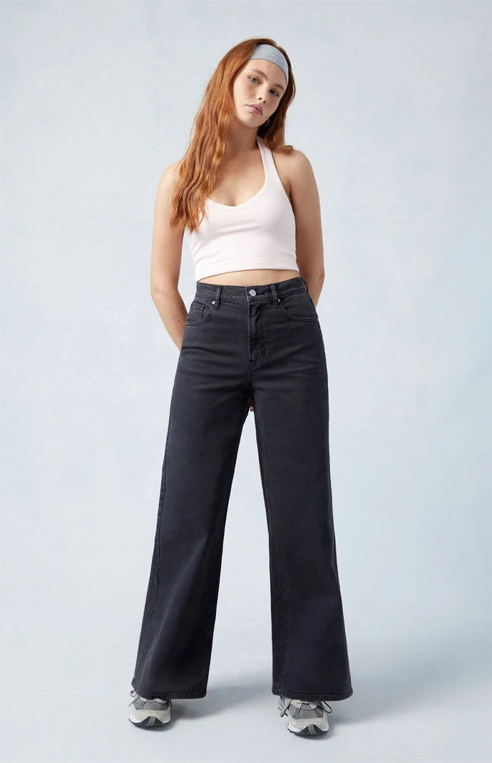 Women's Stretch Black Wide Leg Jeans - Size 29 | PacSun