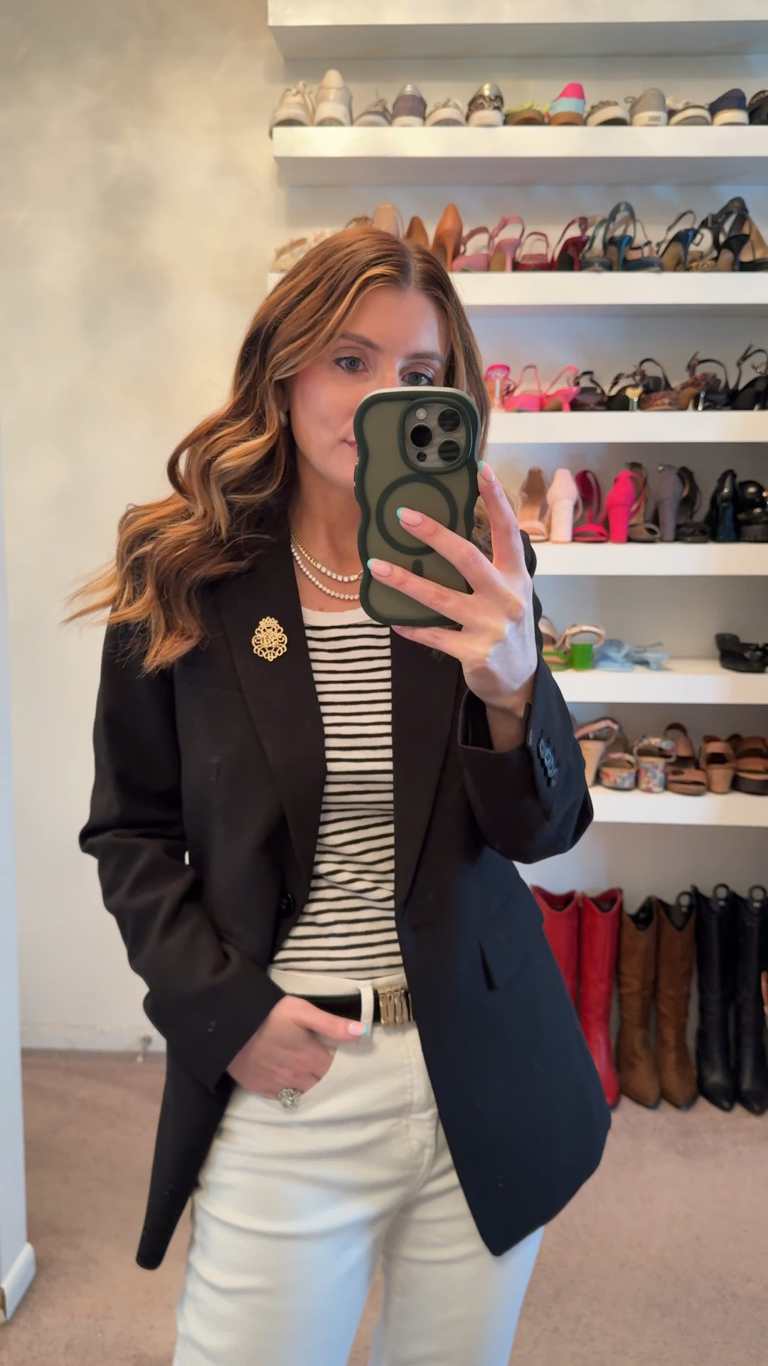 What I wore to work today
Black blazer
Black & white striped tank
White jeans
3d flower sandals
Gold earrings

Spring outfits 2026, workwear outfit, casual outfit, Work outfits, Business casual workwear, easy outfit, preppy look, Ralph Lauren

#LTKootd #LTKOver40 #LTKWorkwear