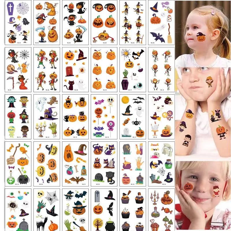 30 Sheets Waterproof Tattoo Stickers , Long Lasting Temporary Tattoos,  Halloween Series, Cartoon... | Temu Affiliate Program
