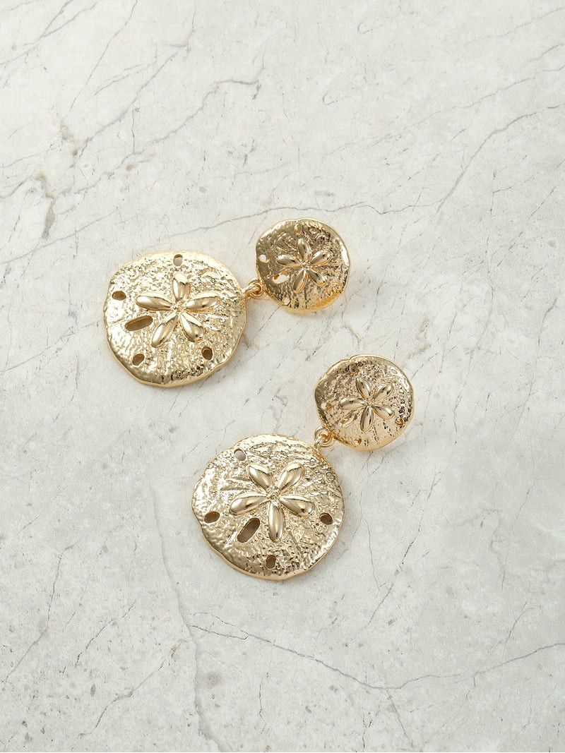 Time and Tru Goldtone Sand Dollar Earrings, 1 Pair | Walmart (US)