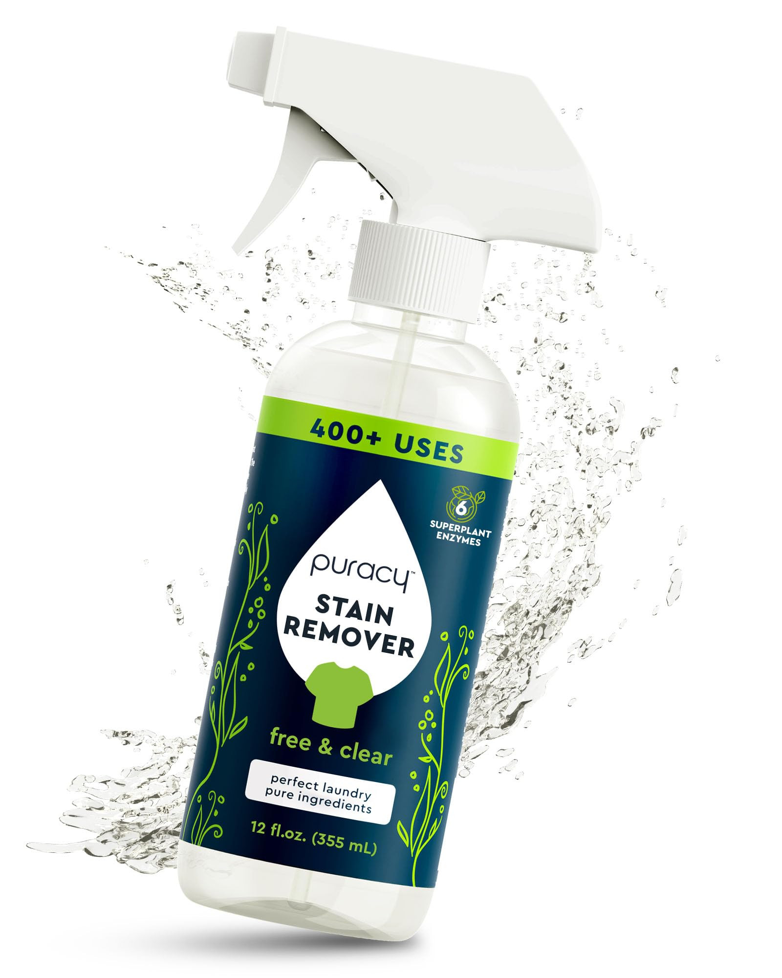 Puracy Stain Remover Spray, Natural Based Travel and Laundry Stain Cleaner for Clothes, Baby Essentials, Kids Stains, Oil and Fabric Spot Cleaner (Unscented, 12 oz) | Amazon (US)