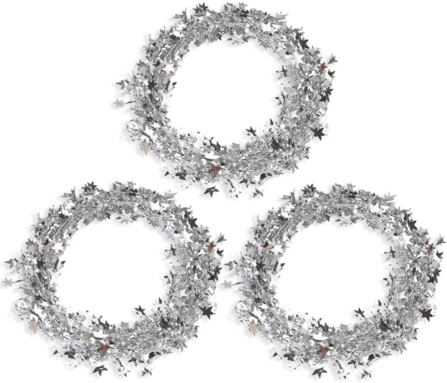 75 FT Star Tinsel Garlands with Wire, Christmas Star Wire Garland Decorations for Xmas Tree Home ... | Amazon (US)