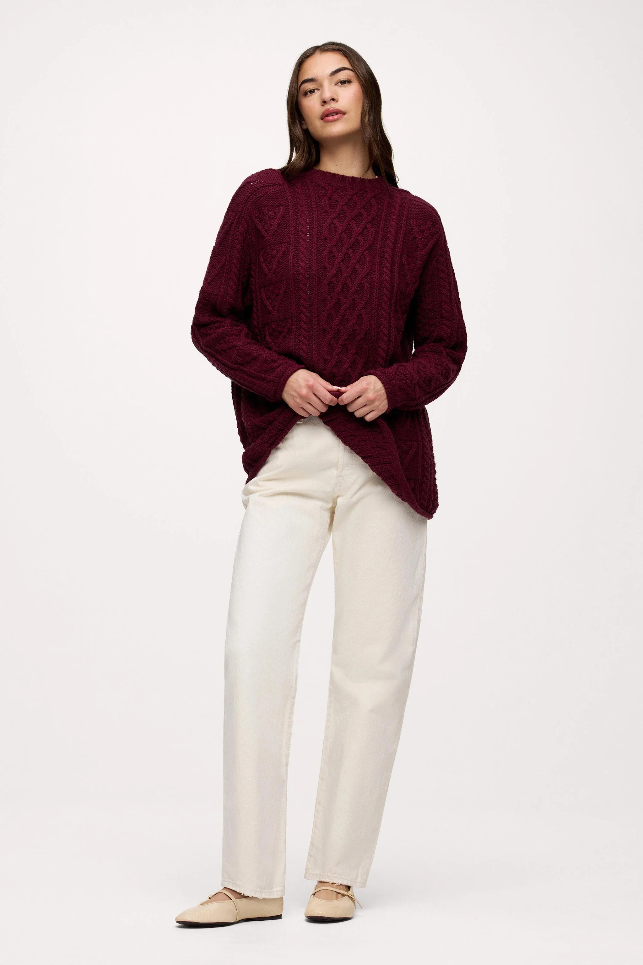 Heritage Cable Sweater | Ruby | Nuuds US