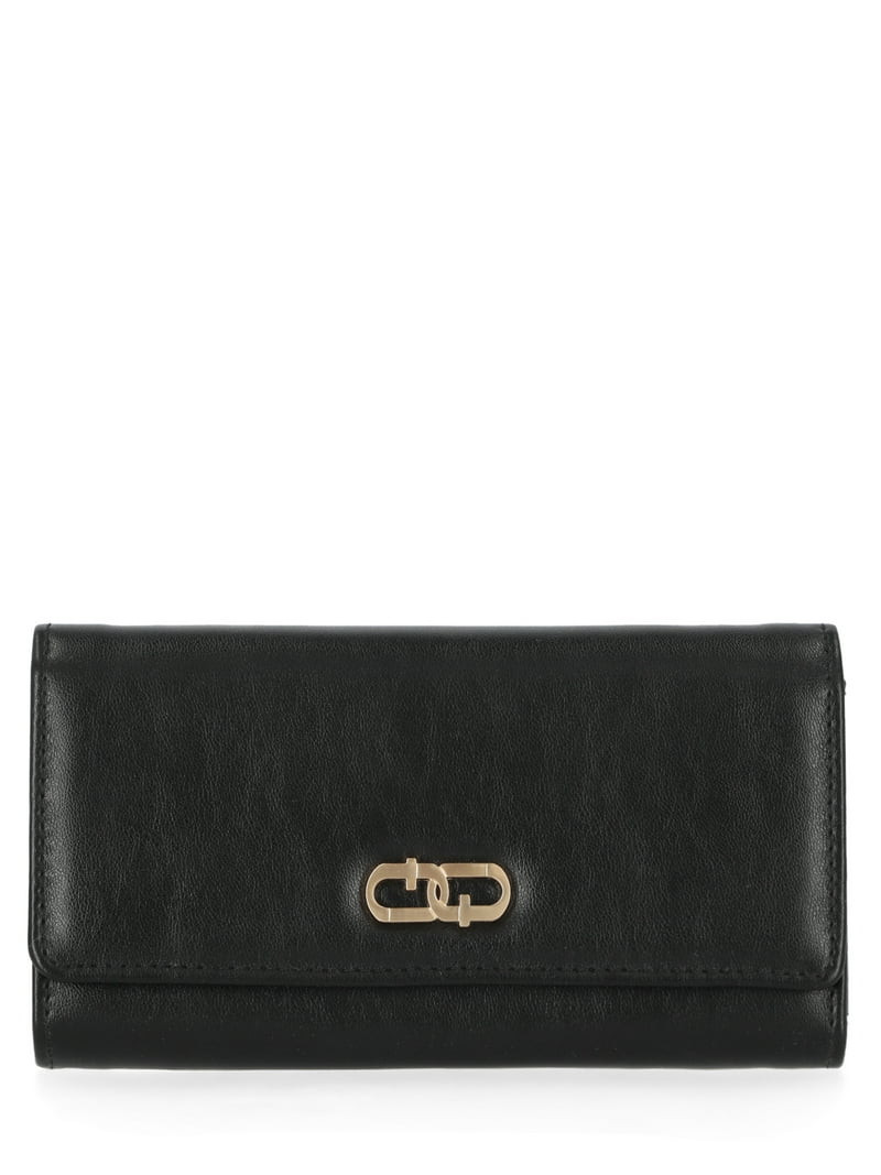 Time and Tru Women's Piper Clutch Wallet, Solid Black | Walmart (US)