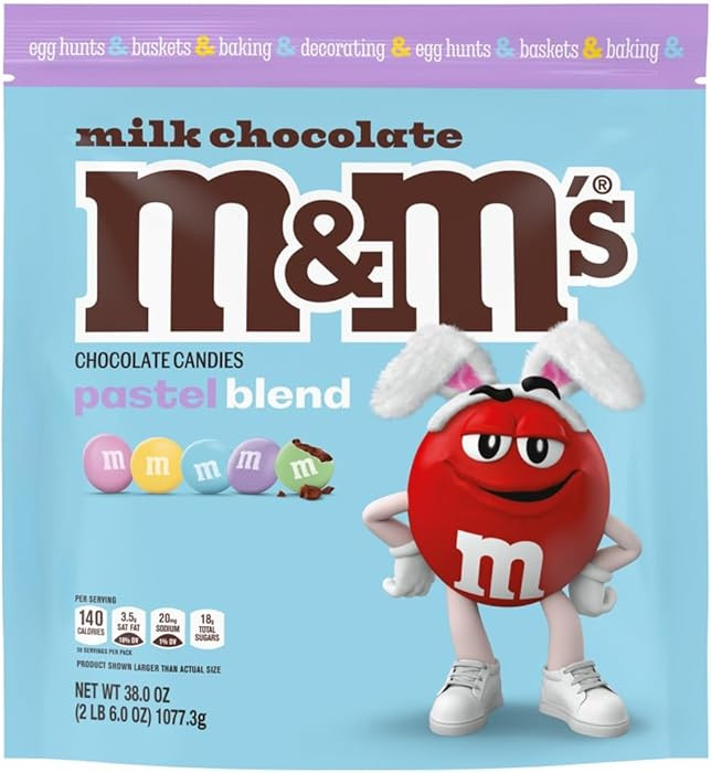 M&M'S Easter Milk Chocolate Candies Pastel Easter Candy Blend, Party Size, 38 oz Bag | Amazon (US)