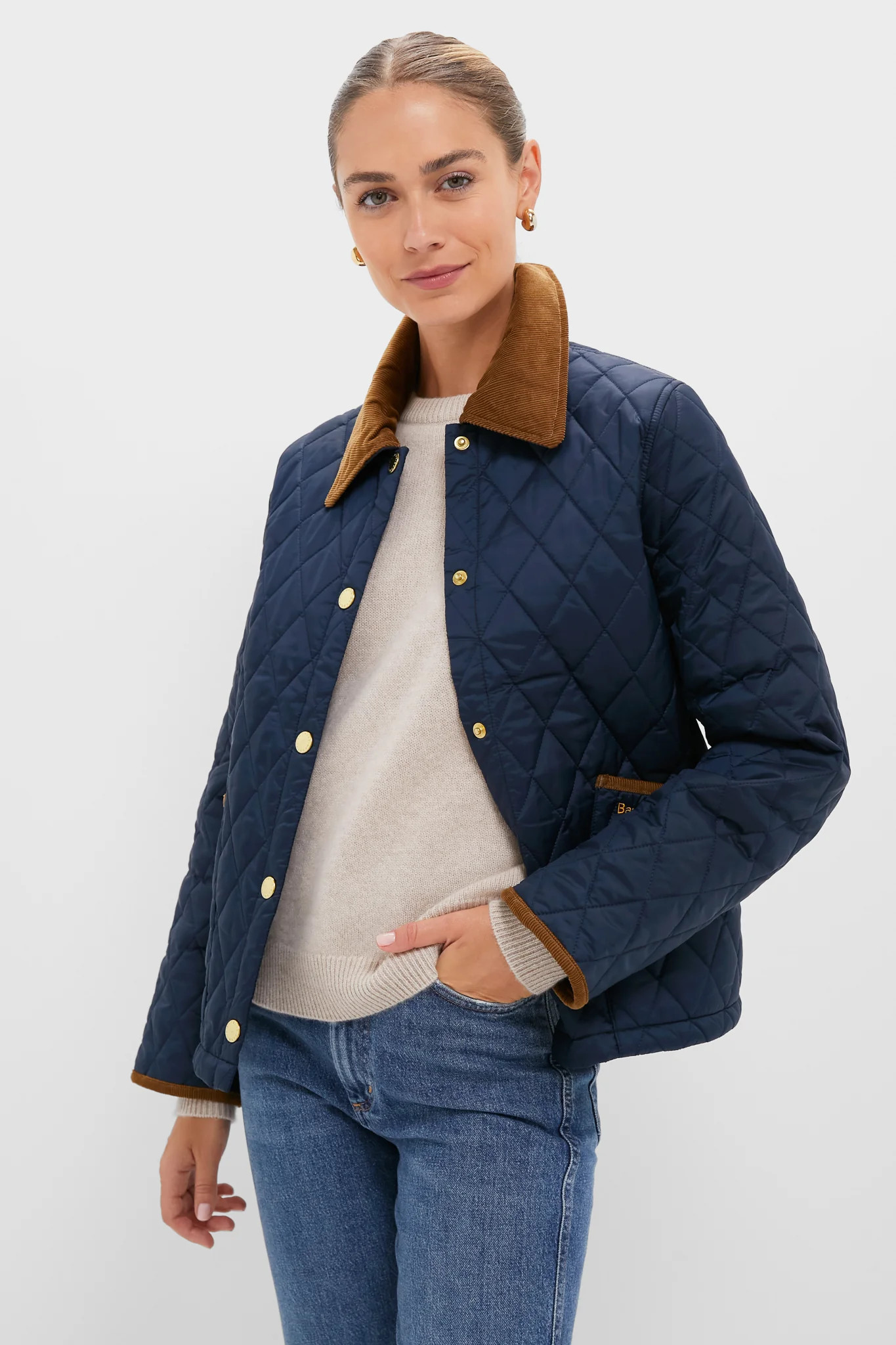 Navy Icons Cropped Liddesdale Quilted Jacket | Tuckernuck (US)