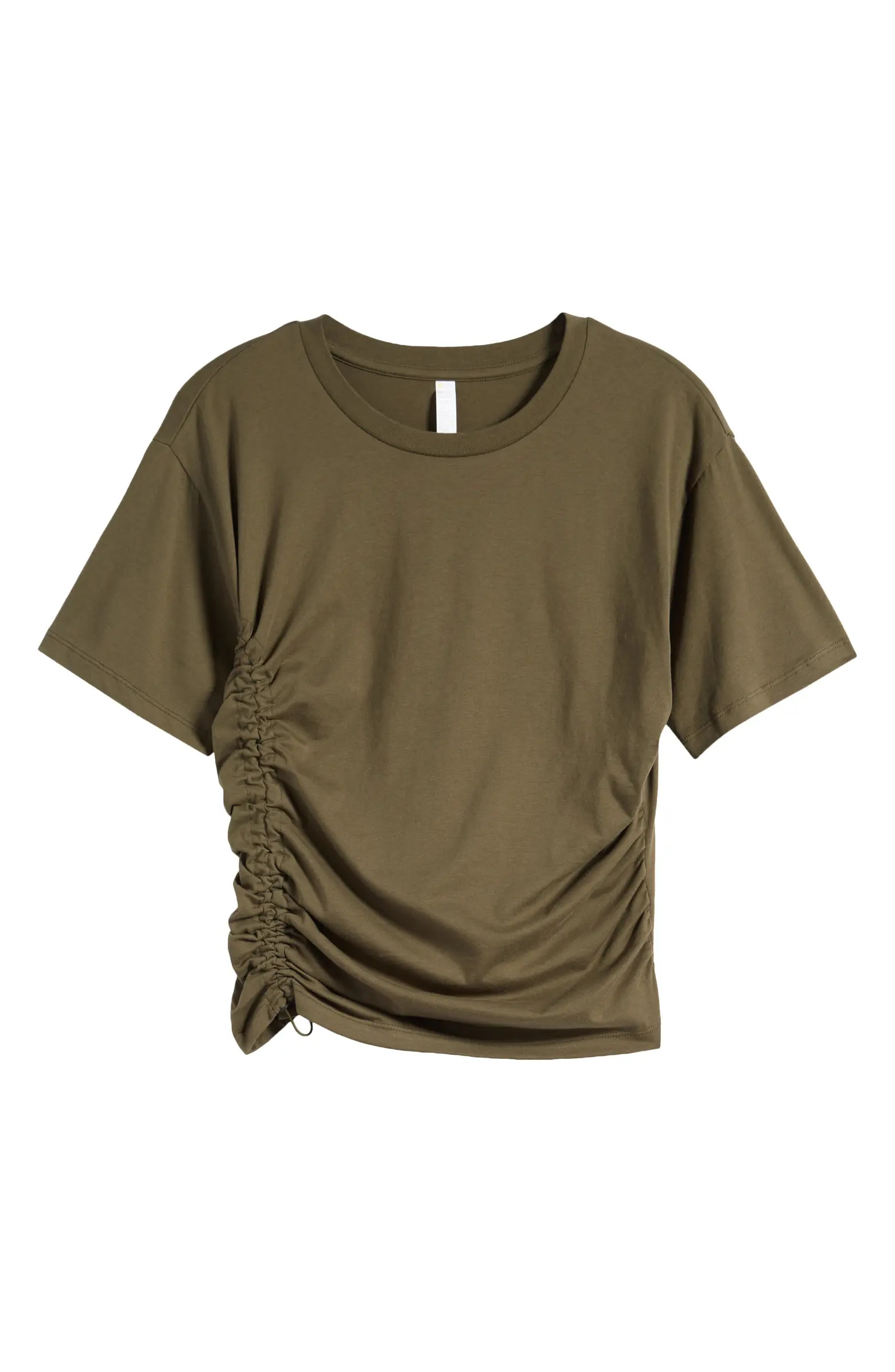 Adjustable Ruched Pima Cotton T-Shirt | Nordstrom