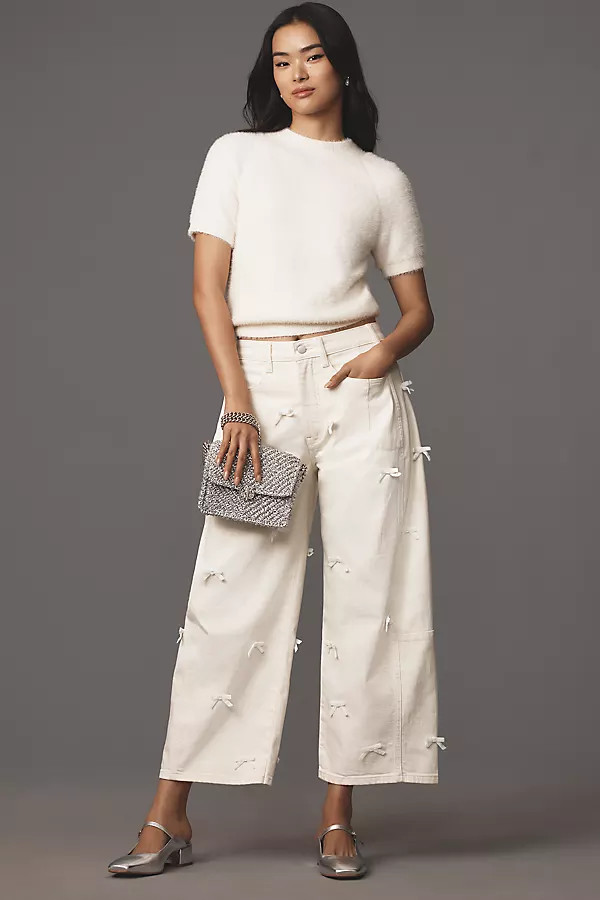 The Kenna Mid-Rise Heritage Barrel Jeans by Pilcro: Bow Edition | Anthropologie (US)