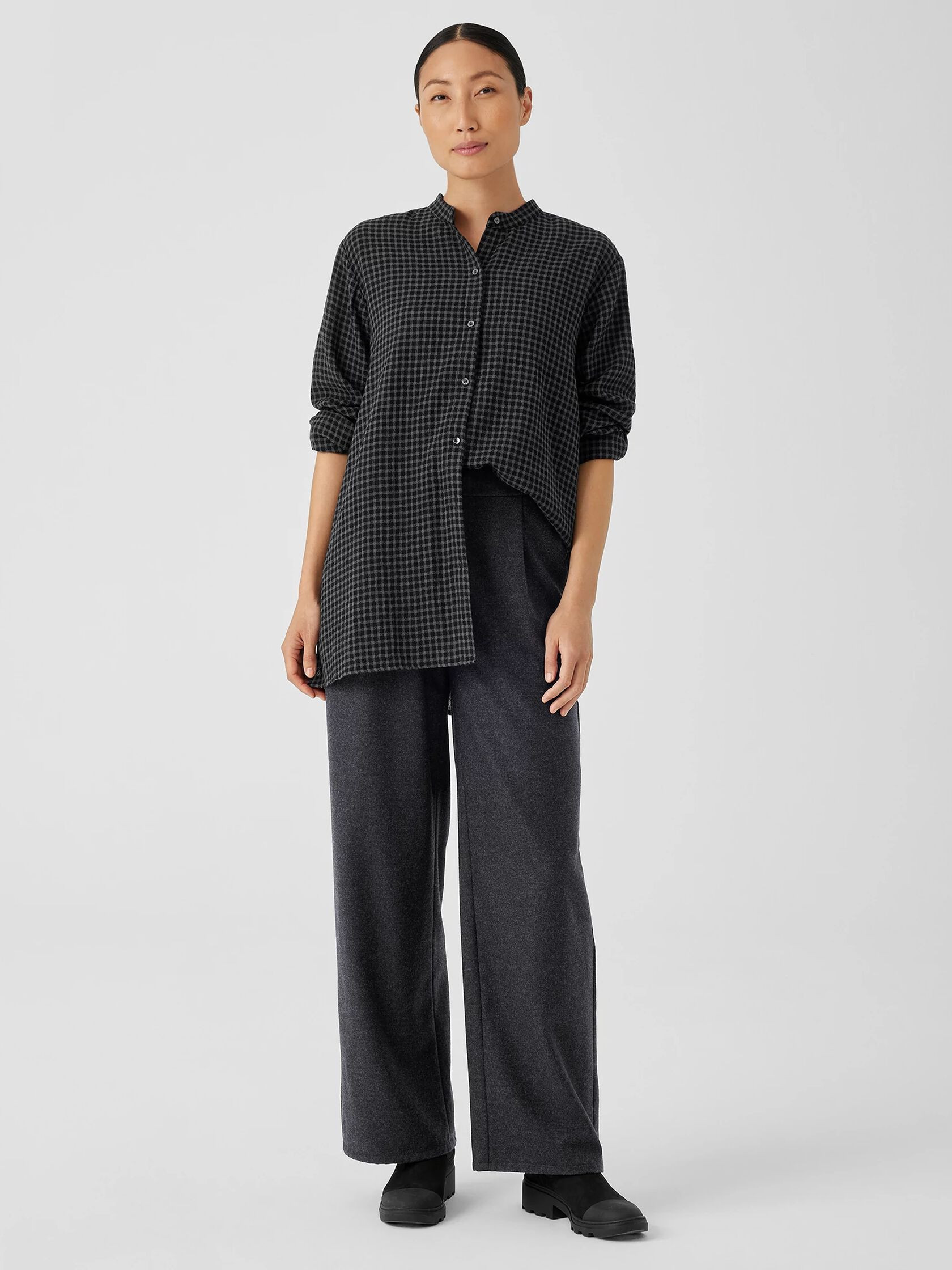 Soft Wool Flannel Wide-Leg Pant | Eileen Fisher