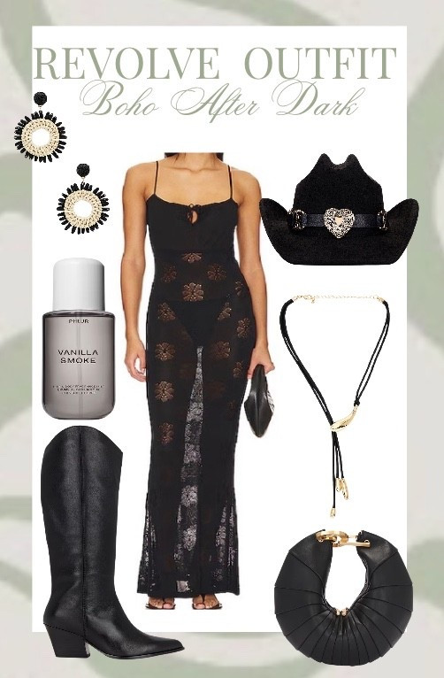 Boho After Dark but make it midnight muse 🖤✨
This sheer black floral maxi is sultry in the softest way — delicate, fitted, and just a little dramatic. I paired it with a statement cowboy hat, sleek black boots, bold sunburst earrings, and gold-accent accessories for that western-after-hours energy.
It’s giving desert concert, rooftop cocktails, country glam at night 🌙
Shop the full look on my LTK 🤍 #RevolveStyle #BohoAfterDark #WesternGlam #BlackMaxiDress #DesertChic


#LTKgrwm #LTKootd #LTKSpringSale