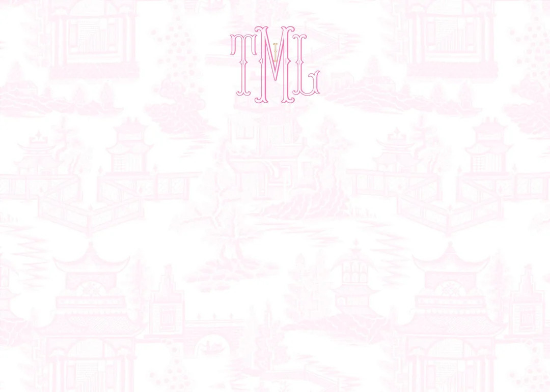 Pink Pagoda Chinoiserie Pattern (all-over) Stationery, Invitation or Announcement Set - Etsy | Etsy (US)