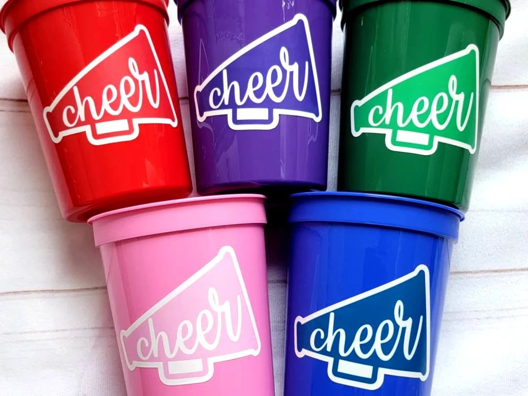 CHEERLEADING PARTY CUPS - Cheer Party Cups Cheerleader Party Cups Cheer Birthday Party Cheer Part... | Etsy (US)
