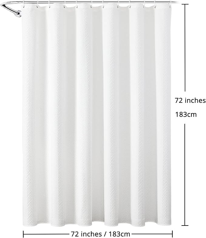 sunmeg White Shower Curtain, Waterproof Fabric Shower Curtain for Bathroom, Simple Hotel Luxury T... | Amazon (US)