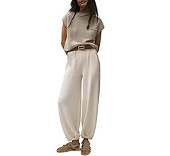 LILLUSORY 2 Piece Outfits For Women Trendy Lounge Sets Cozy Knit Sweater Short Sleeve Fashion Lou... | Amazon (US)
