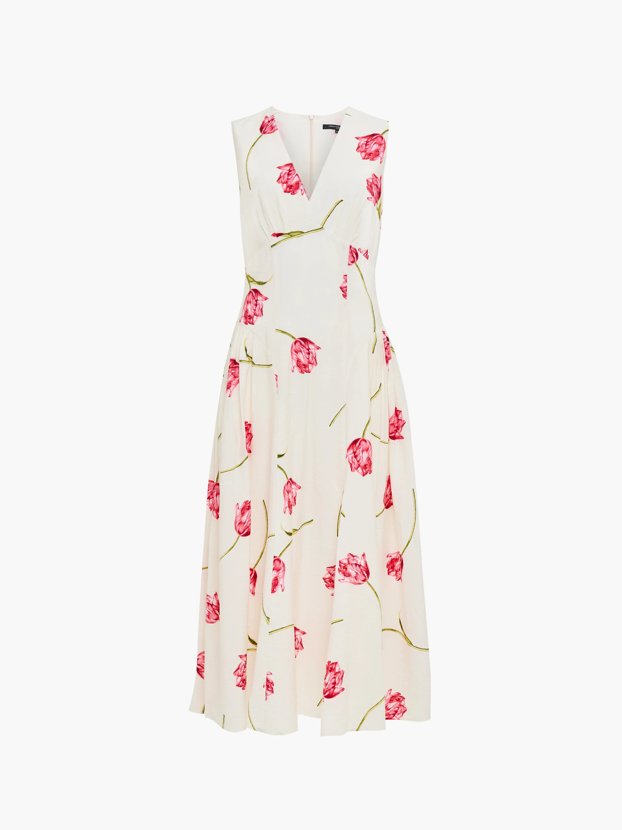 Cressida V Neck Drape Floral Midi Dress | French Connection (UK)