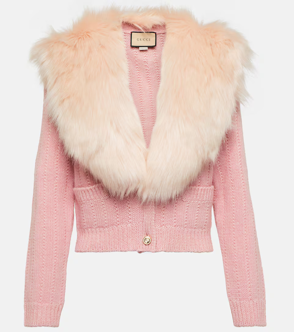 Faux fur-trimmed cardigan | Mytheresa (US/CA)