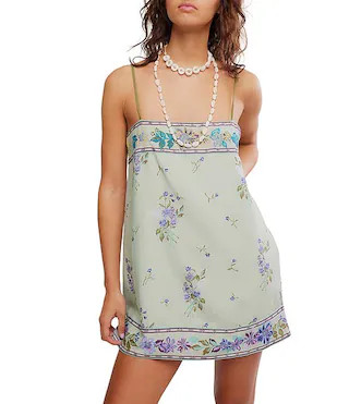 Bali Take Me With You Embroidered Square Neck Sleeveless Mini Shift Dress | Dillard's
