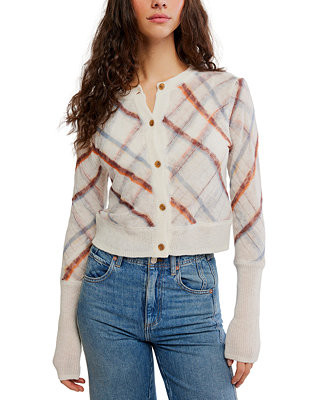 Women's Highland Mist Plaid Crop Cardigan | Macy's