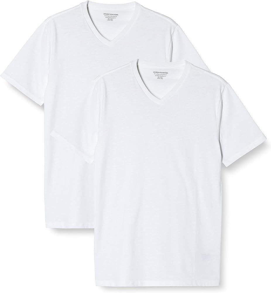 Amazon Essentials Men's Slim-Fit Short-Sleeve V-Neck T-Shirt, Pack of 2 | Amazon (US)