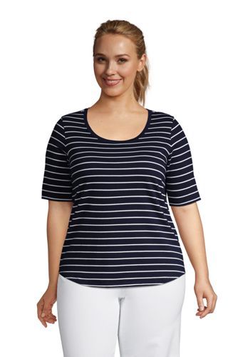 Women's Plus Size Elbow Sleeve Supima Cotton Scoop Neck T-Shirt | Lands' End (US)