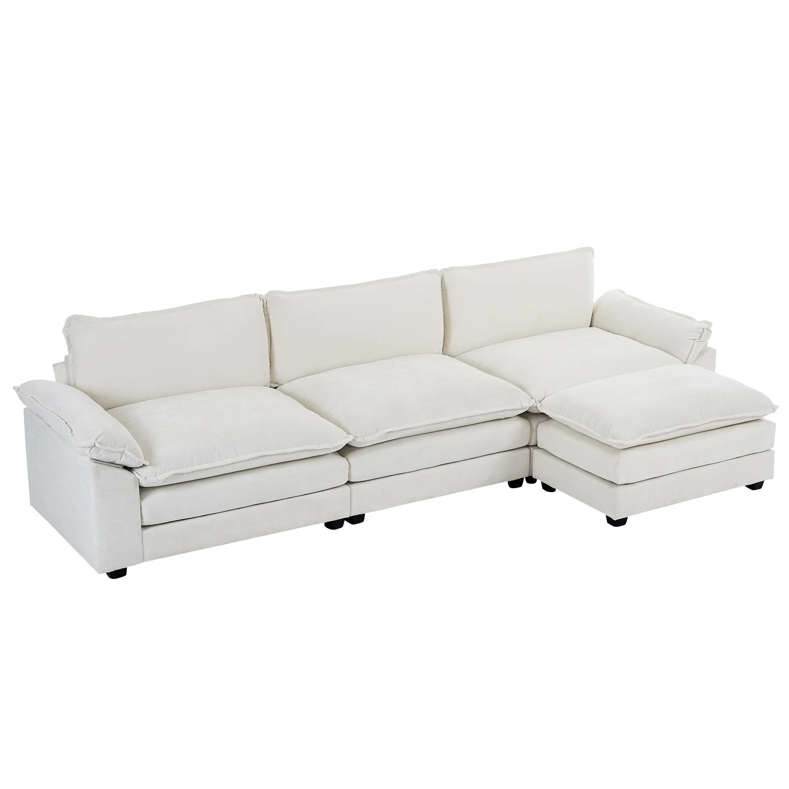 Ktaxon Sectional Sofa L Shaped Couch with Chaise Living Room Sleeper Set, 3 Seats with Chenille a... | Walmart (US)