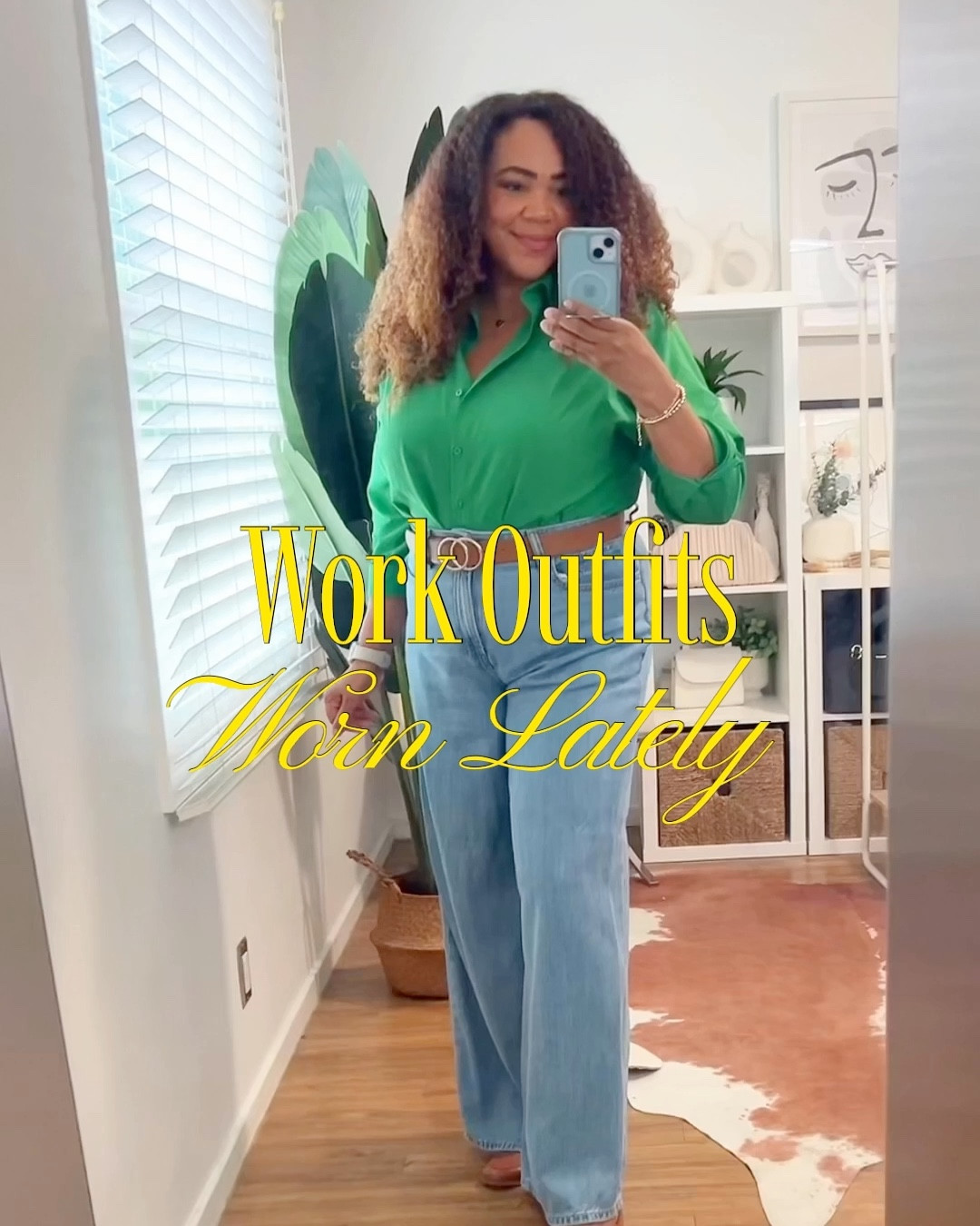 Work outfits 👩🏾‍💻 worn lately
1. Green button up shirt (love this green 💚) and wide leg jeans 
2. White button up shirt and a pencil skirt
3. Sweater polo shirt and a satin skirt
4. Midi faux wrap dress with pockets 
5. Black denim dress, coatigan, and boots 
6. Black button up shirt and wide leg pants 

Which one is your fave? 💁🏾‍♀️

#LTKWorkwear #LTKMidsize #LTKOver40