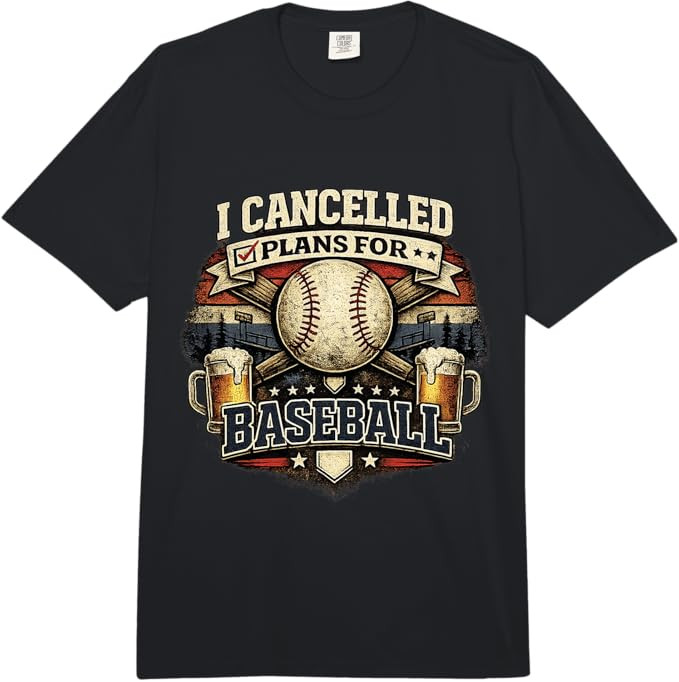 I Cancelled Plans for Baseball Vintage Retro Graphic Comfort Colors Adult Heavyweight T-Shirt | Amazon (US)