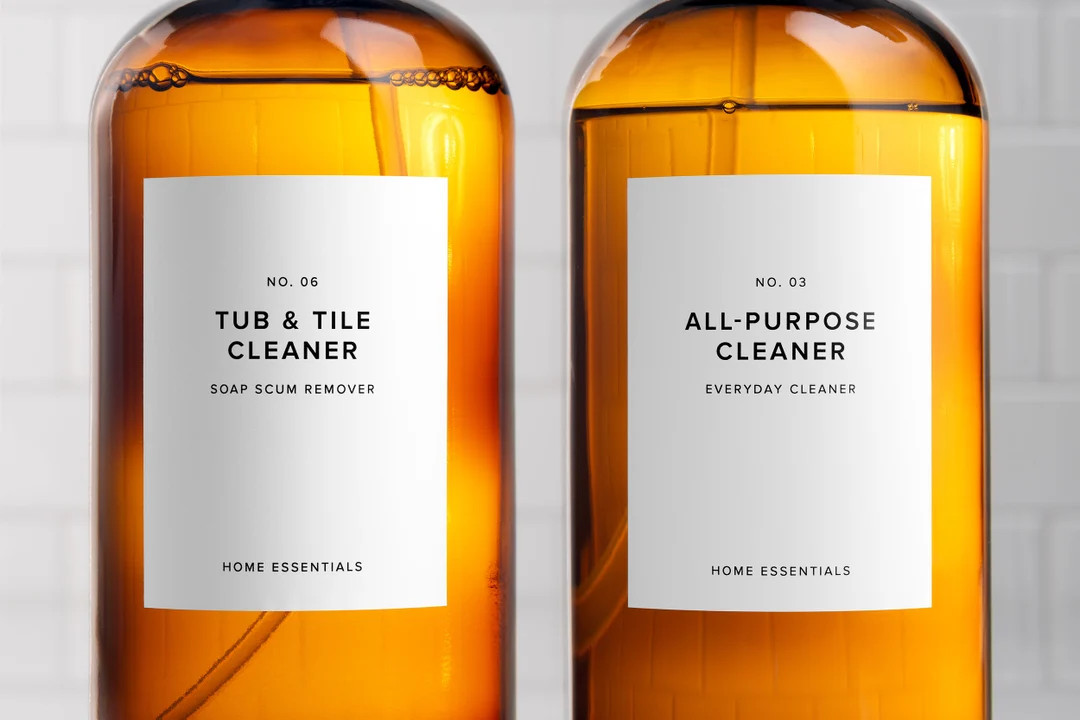 Minimalist Waterproof Bathroom, Home Cleaning and Laundry Labels. Sets of 15, 30, or 45 Labels. C... | Etsy (US)