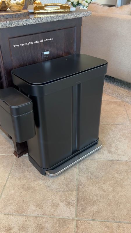 The real MVP, the queen of TRASH CANS 🤣🤣 I love that it’s a paddle system with soft closing lid. Comes with separate compartments for trash and recycling and also has an additional compost bin. Linking it below, please let me know if you have any questions.  

#LTKVideo #LTKhome #LTKfindsunder100