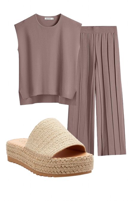 Spring outfit idea! Amazon 2 piece set with woven sandals 

#LTKSeasonal #LTKstyletip #LTKfindsunder50