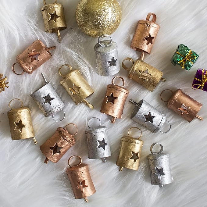 DIYANA IMPEX 12 Vintage Indian Tin Bells Rustic Chime Vintage Jingle Bell Wedding Patio Cow Bells... | Amazon (US)