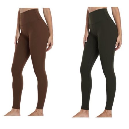 My favorite Lulu lookalike (and feel-alike, literally LIKE BUTTAH) leggings from Amazon!! I have both of these colors, and they are SO GOOD. Cannot recommend enough. Left is Java Coffee, right is Dark Olive. 

#LTKsalealert #LTKfitness #LTKfindsunder50