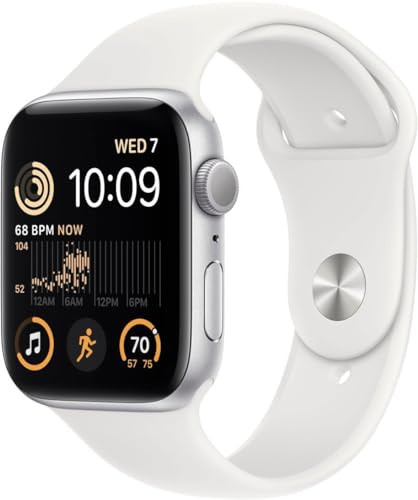 Apple Watch SE (2nd Gen) (GPS + Cellular, 44mm) - Silver Aluminum Case with White Sport Band, M/L (Renewed) | Amazon (US)