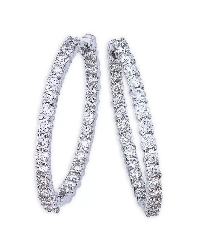 18K White Gold Perfect Diamond Inside Out Hoop Earrings | Bloomingdale's (US)