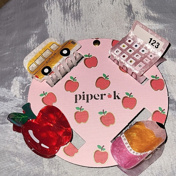 Piper K School Themed Hair Clip Set  Brand New Apple School Bus Calculator | Poshmark