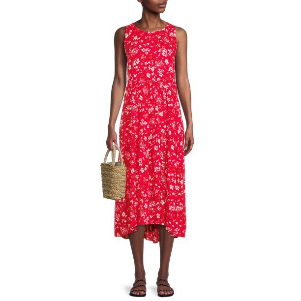 Time and Tru Women's Sleeveless Tiered Maxi Dress | Walmart (US)