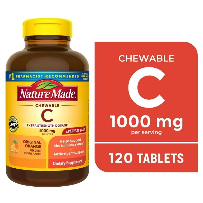 Nature Made Extra Strength Dosage Chewable Vitamin C 1000 mg Per Serving Tablets, 120 Count | Walmart (US)