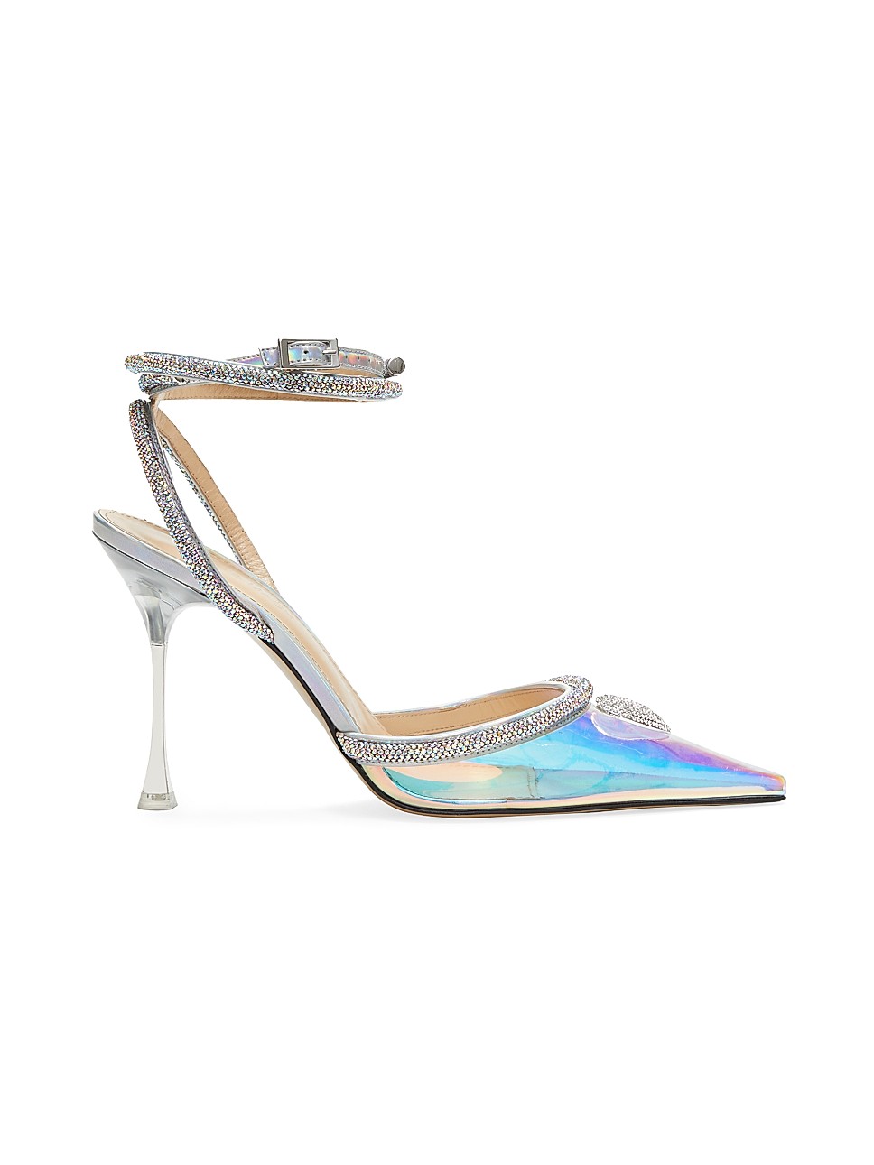 Crystal Heart 110 Embellished Iridescent Ankle-Strap Pumps | Saks Fifth Avenue