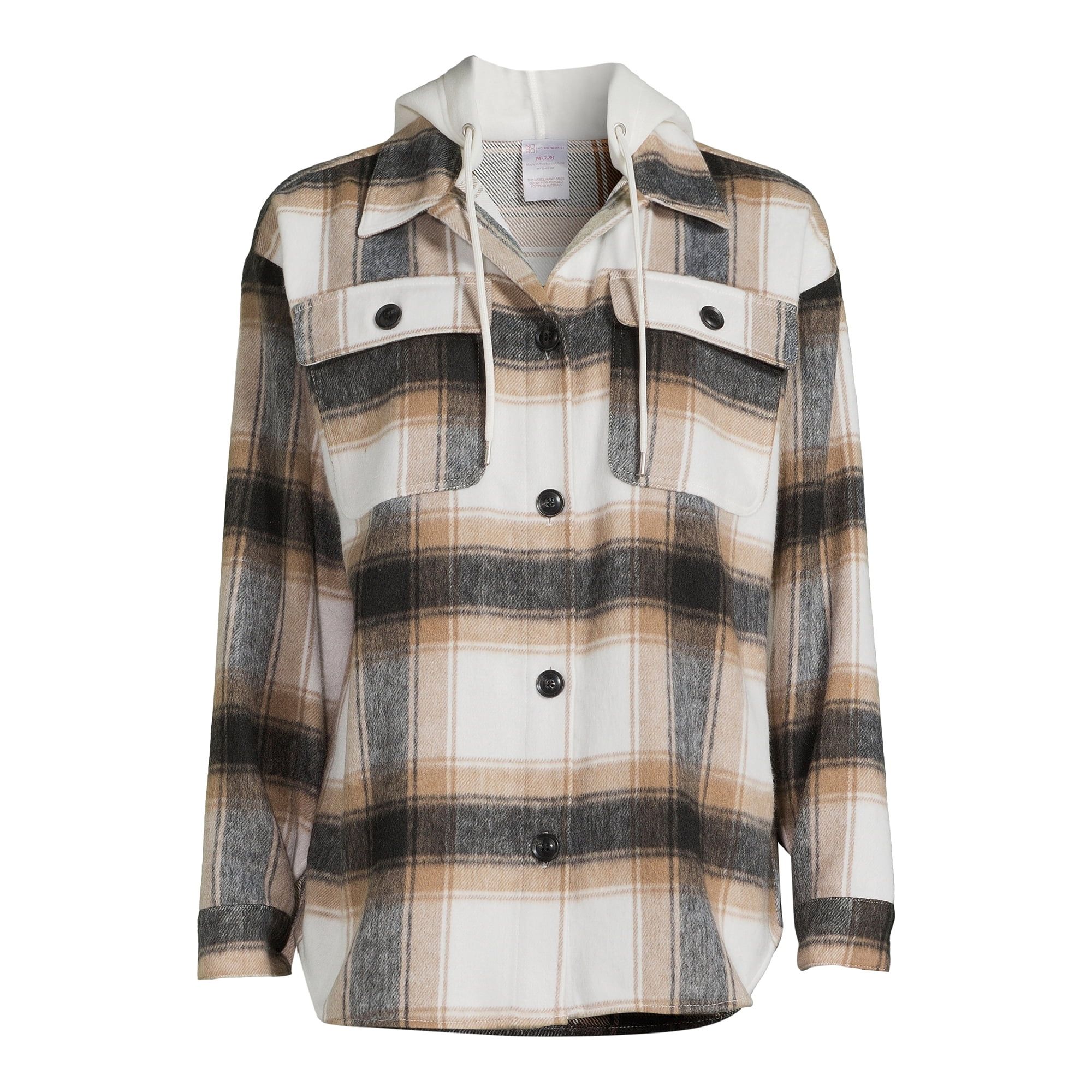 No Boundaries Juniors Shirt Jacket With Hood, Sizes XS-3XL | Walmart (US)