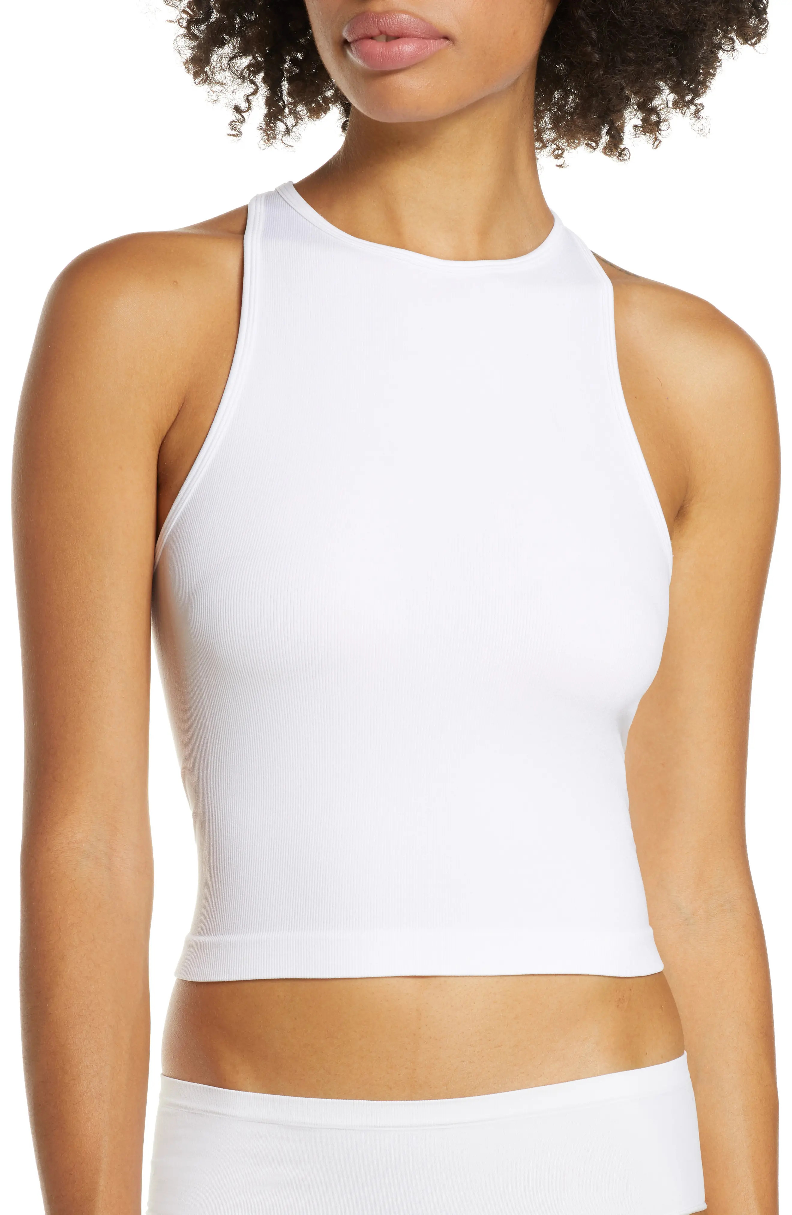 Free People Hayley Racerback Brami Crop Top in White at Nordstrom, Size Medium | Nordstrom