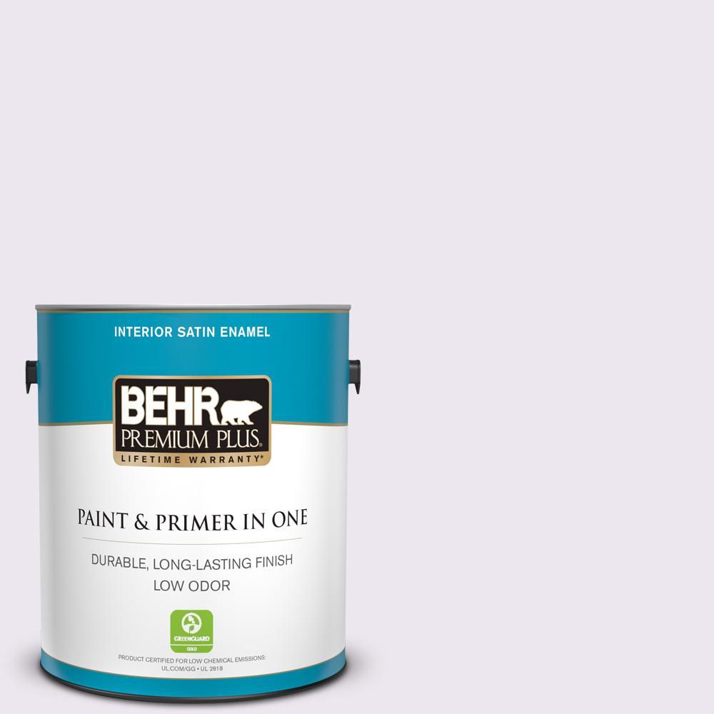 BEHR PREMIUM PLUS 1 gal. #M570-1 In the Spotlight Satin Enamel Low Odor Interior Paint and Primer... | The Home Depot