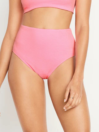 High-Waisted French-Cut Puckered Bikini Swim Bottoms | Old Navy (US)