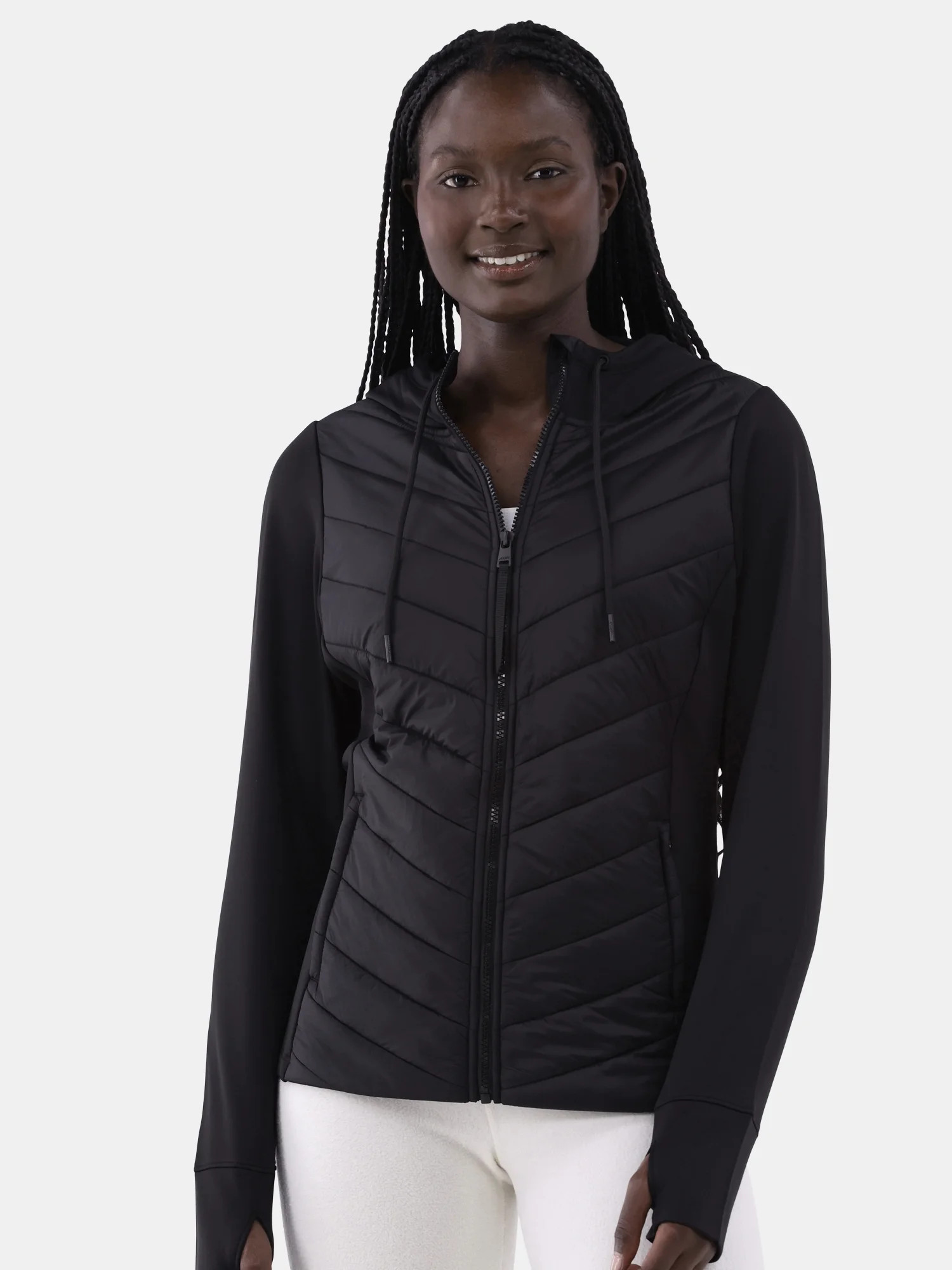 Avia Women's Chevron Quilt Hybrid Jacket with Zip Pockets, Sizes XS-XXXL | Walmart (US)