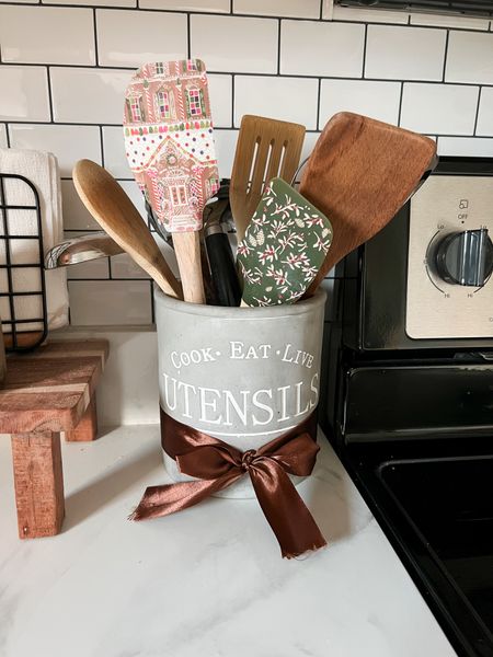 Simple way to add Christmas decor to your kitchen. Festive spatulas and holiday ribbon 🎁

#LTKHoliday #LTKSeasonal #LTKhome