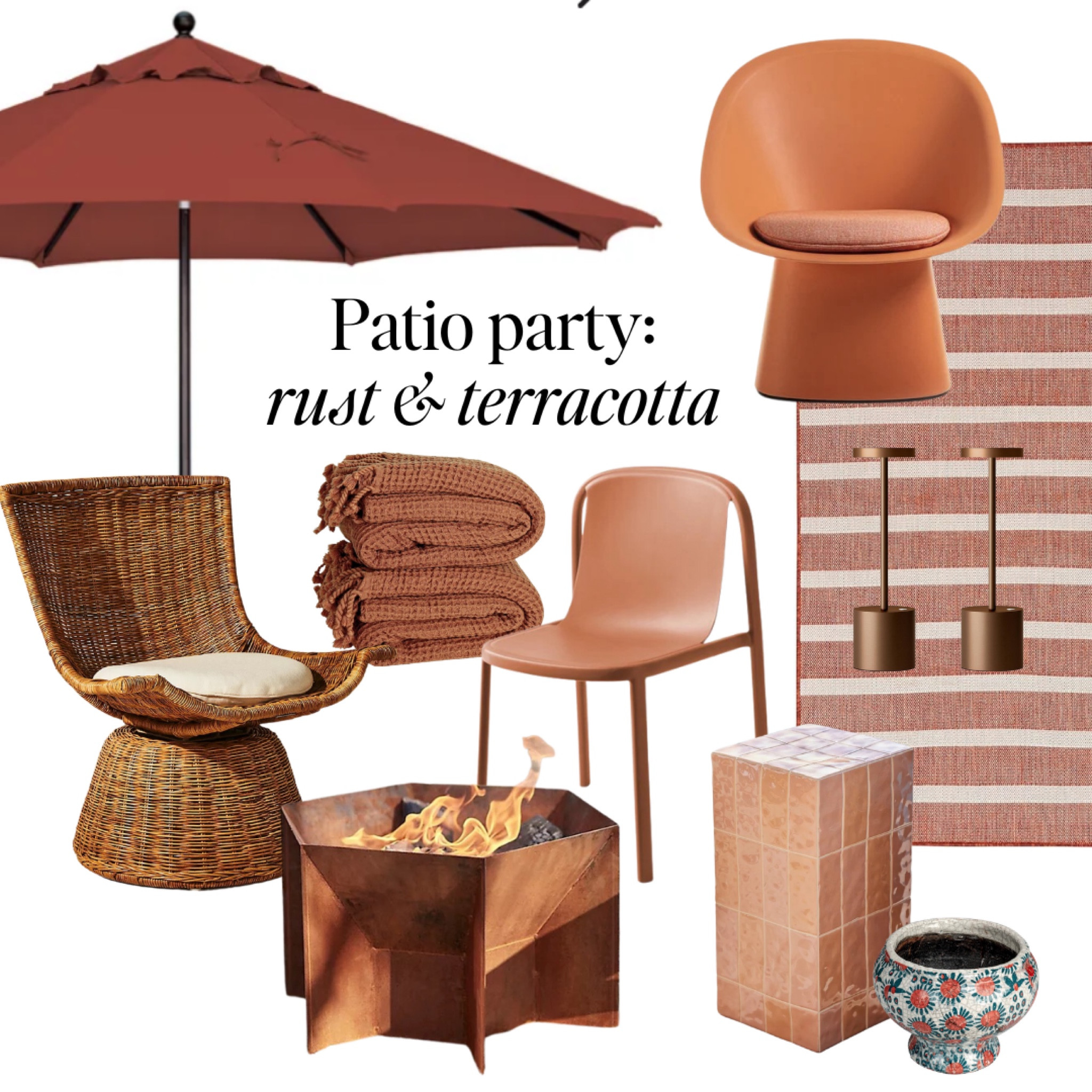 Patio style: rust and terracotta. 

Find for outdoor living in an earthy and organic palette. A desert Palm Springs vibe for your pool, patio or porch decor. 

Patio, outdoor style, luxe for less, pool decor, outdoor furniture, planted, outdoor chairs, side tables. Fire pit 

#LTKhome #LTKfindsunder100 #LTKSeasonal