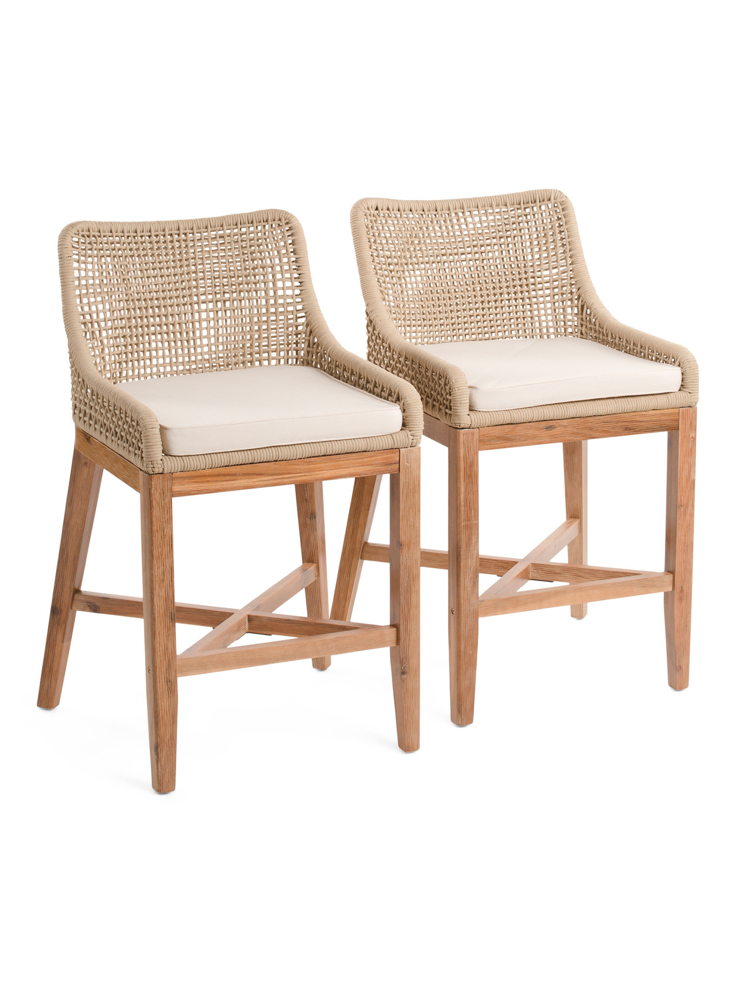 Set Of 2 Grid Weave Rope Counter Stools | Furniture & Lighting | Marshalls | Marshalls
