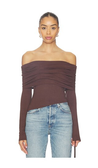 Andrea Off Shoulder Top in Dark Brown | Revolve Clothing (Global)