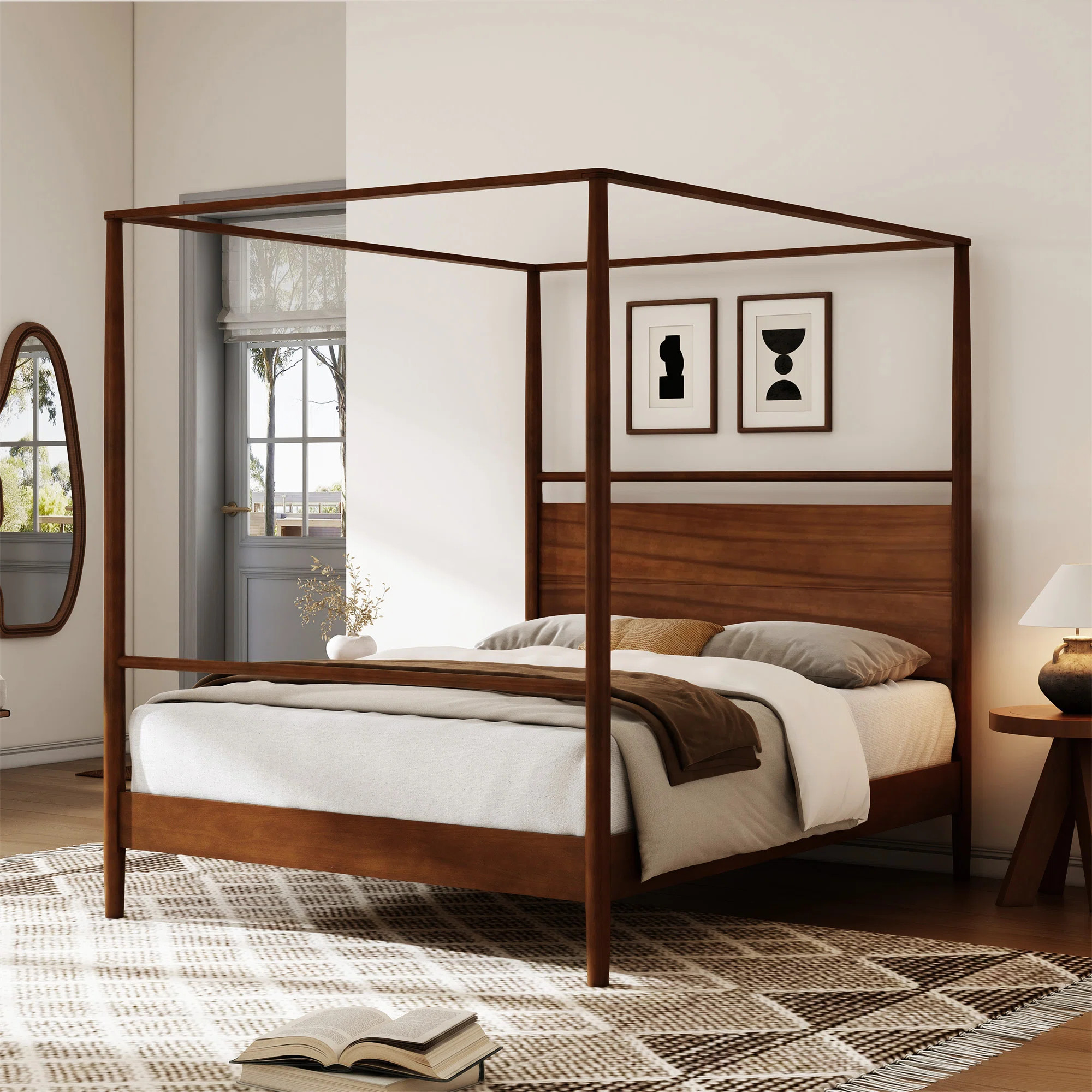 Montel Solid Wood Canopy Bed Frame Four Posters Bed No Box Spring Needed | Wayfair North America