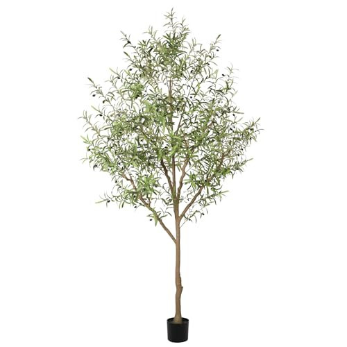 LYERSE Artificial Olive Tree 9 Feet - Tall Faux Olive Tree 9ft (108in) - Olive Trees Artificial Indoor with Natural Wood Trunk and Lifelike Fruits - Fake Olive Tree for Home House Decor Indoor | Amazon (US)