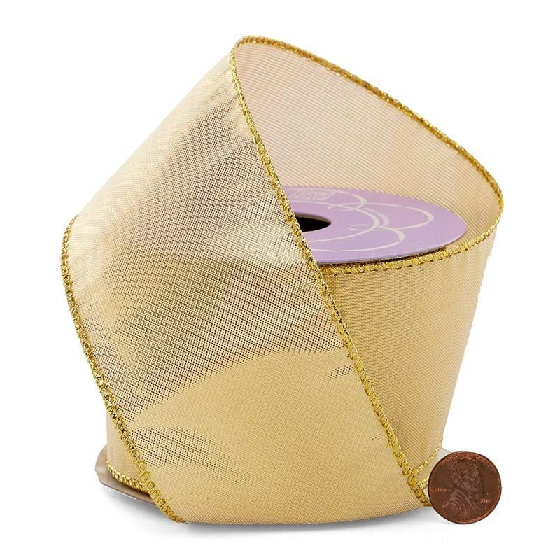 Metallic Gold Wired Christmas Ribbon - 2 1/2" x 10 Yards, Double Faced, Fall, Wreath Decor - Walm... | Walmart (US)